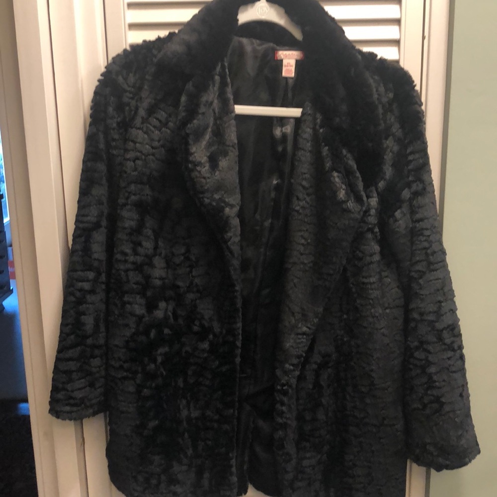 Girls black teddy bear dress jacket